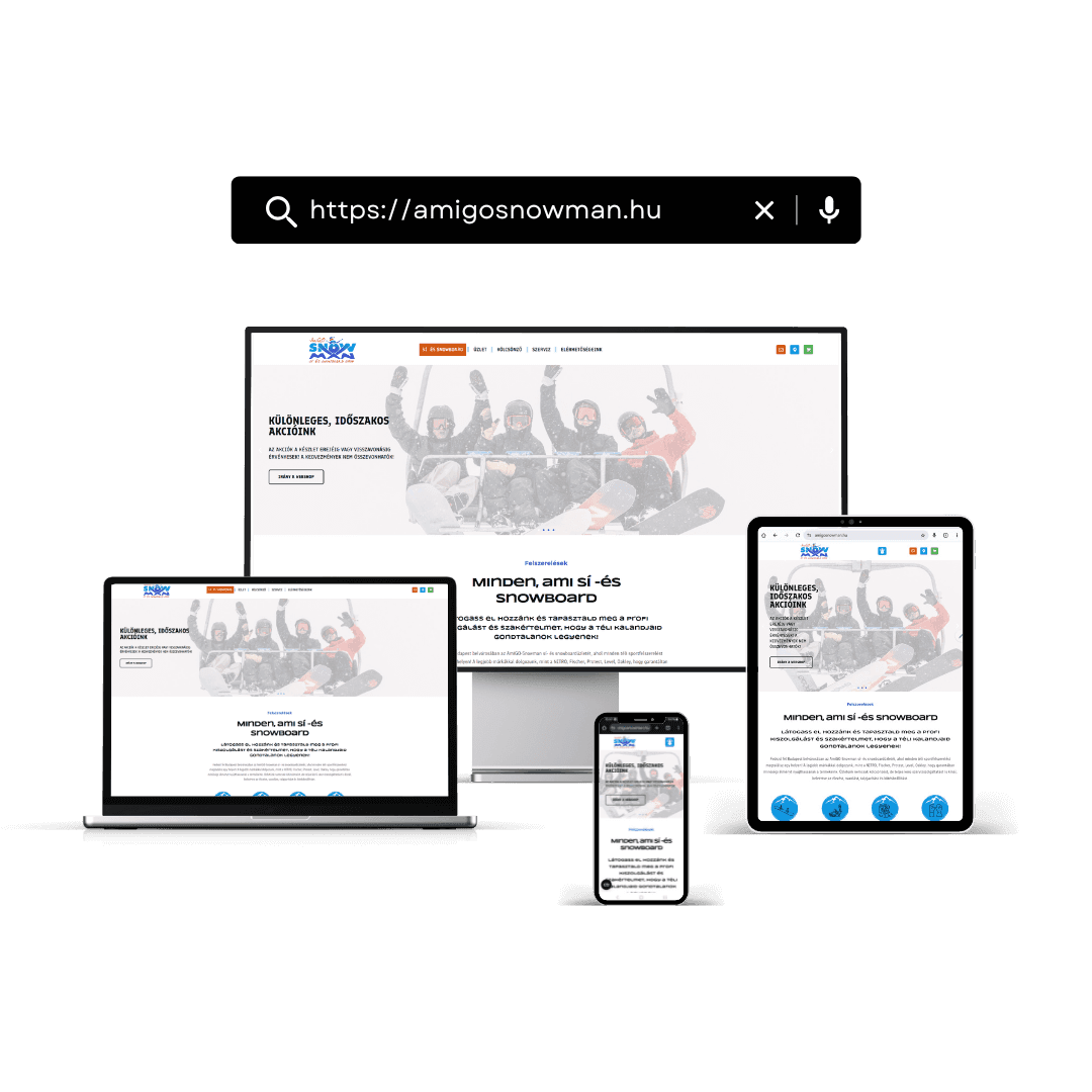 Bizzi Design - WordPress honlap - üzleti - vállalkozói - több oldalas - Sí -és snowboard kölcsönzés Budapest belvárosában - Amigo SnowMan
